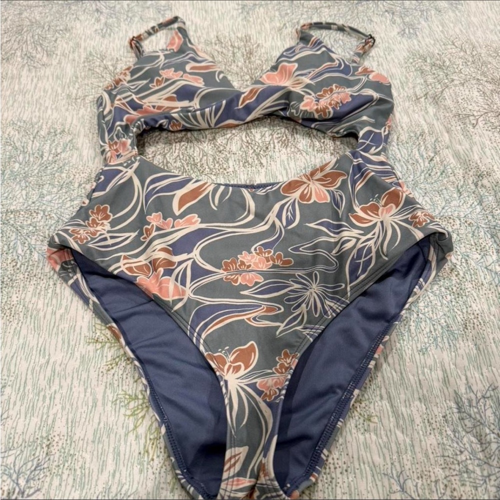 O'Neill Blue and Pink Floral One Piece Swimsuit